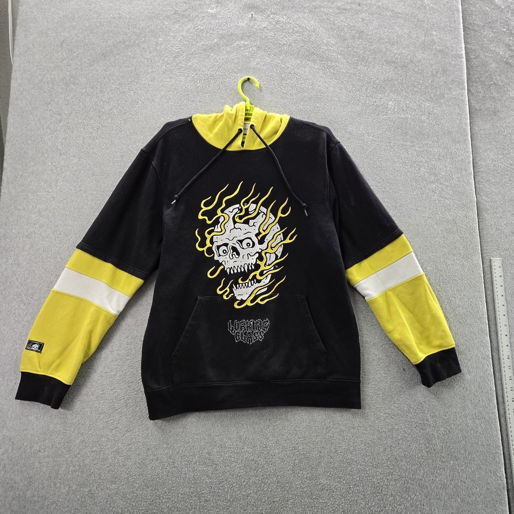 Lurking Class Men Hoodie XL Black Graphic Fleece Skull Flames Pullover READ